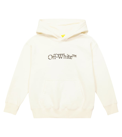 Off-white Kids' Logo Cotton Jersey Hoodie In White