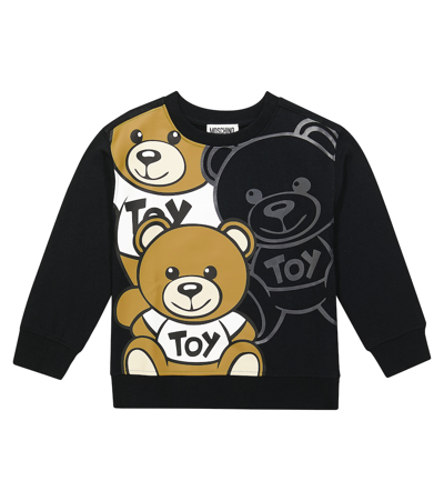 Moschino Kids' Teddy Bear-print Cotton Sweatshirt In Black