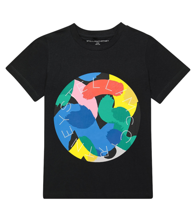 Stella Mccartney Kids' Logo Cotton Jersey T-shirt In Black