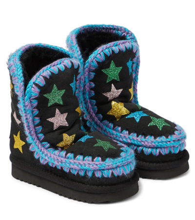 Mou Kids' Printed Suede Boots In Multicoloured