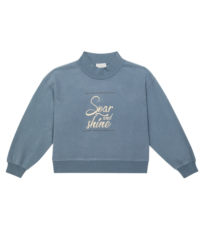 Brunello Cucinelli Kids' Printed Cotton Jersey Sweatshirt In Multicoloured