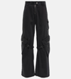 Acne Studios Washed Cotton-canvas Wide-leg Cargo Trousers In Black