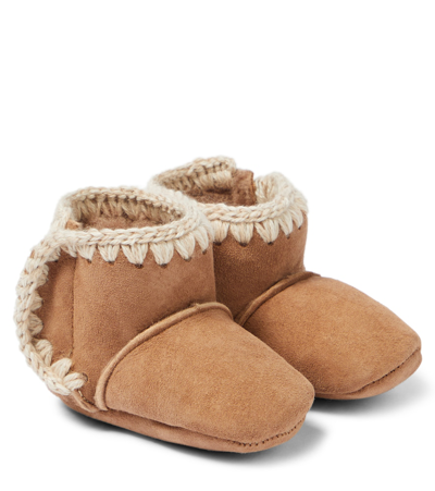 Mou Baby Suede Booties In Brown