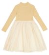 DONSJE LOTUS WOOL-BLEND AND TULLE DRESS