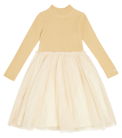 Donsje Kids' Lotus Wool-blend And Tulle Dress In Neutrals