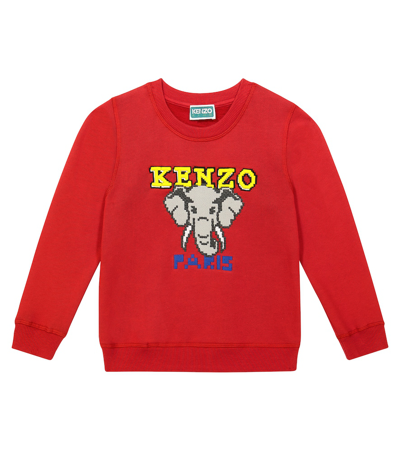 Kenzo Kids' Logo Cotton-blend Jersey Sweatshirt In Red