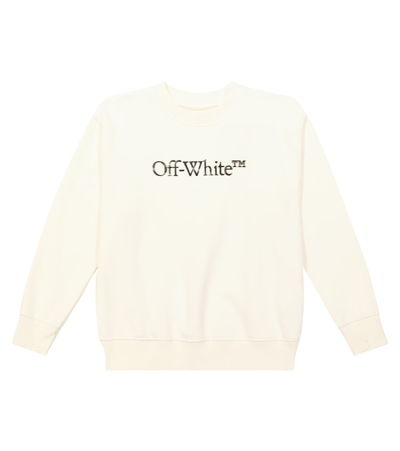 Off-white Kids' Bookish Blurry Logo-print Cotton Sweatshirt In White