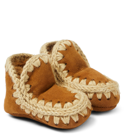 Mou Babies' Lace-up Suede Boots In Brown