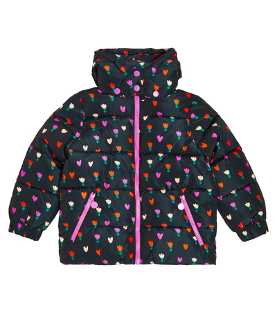 Stella Mccartney Kids' Floral Puffer Jacket In Black