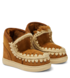 Mou Shearling-lined Suede Sneakers In Brown
