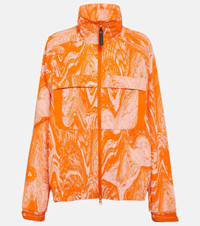 Adidas By Stella Mccartney Printed Track Jacket In Light Flash Red/unity Orange