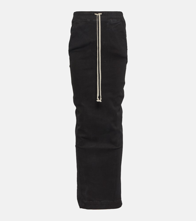 Rick Owens Drkshdw Pull On Pillar Cotton Maxi Skirt In Black