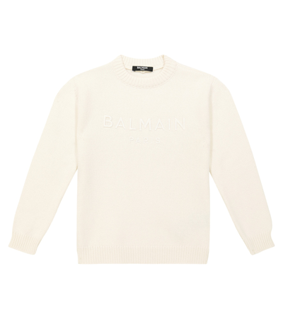 Balmain Kids' Wool, Silk, And Cashmere Jumper In Beige