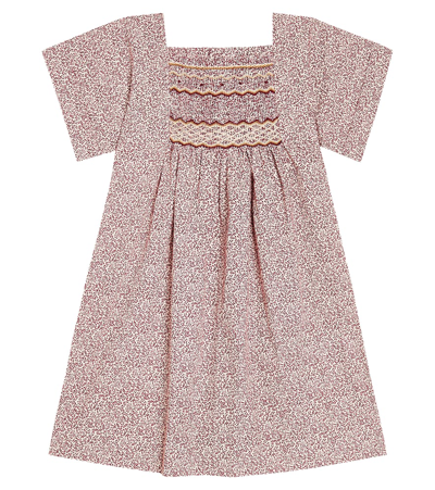 Bonpoint Kids' Dress Paysanne Stamp In Rubis