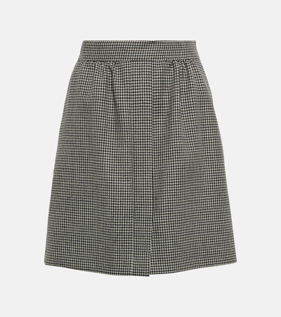 Max Mara Toano Houndstooth Wool Miniskirt In Black White