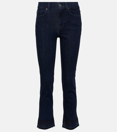 7 For All Mankind The Straight Crop Mid-rise Jeans In Blue
