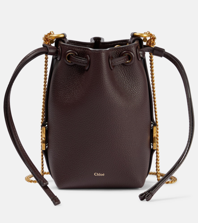 Chloé Marcie Grained Leather Chain Bucket Bag In Violet