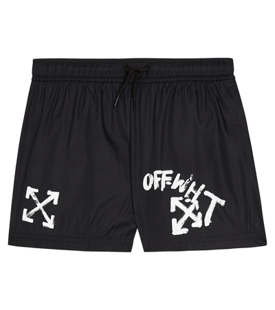 Off-white Kids' Logo Swim Shorts In Black