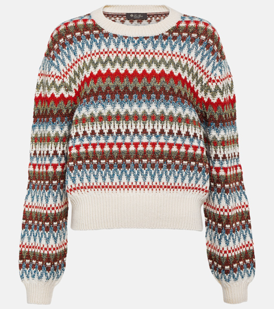 Loro Piana Silk Blend Jacquard Knit Jumper In Multicolour