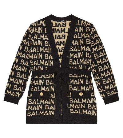 Balmain Kids' Logo Cardigan In Black