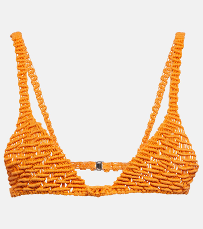 Roberta Einer Beaded Cotton Bralette In Orange