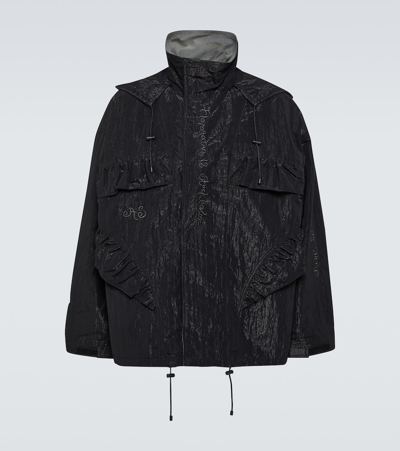 Acne Studios Logo-embroidered Hooded Jacket In Dh2 Stone Black