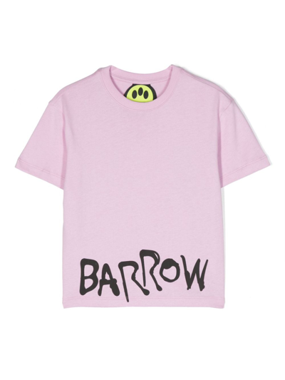 Barrow Kids' Teddy Bear Cotton T-shirt In Pink