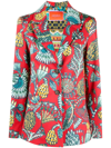 La Doublej 24/7 Floral-print Single-breasted Blazer In Red