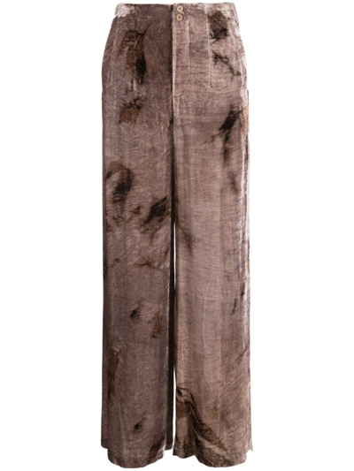 Gentry Portofino Wide-leg Velvet Trousers In Brown