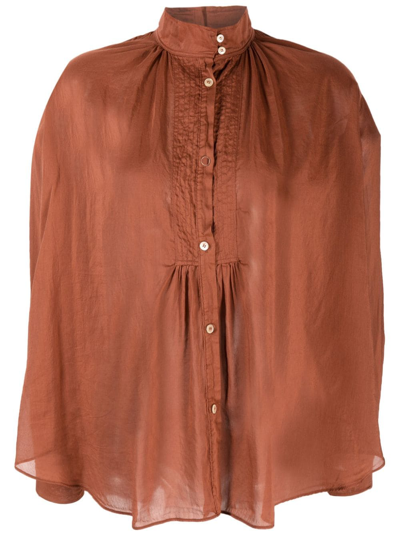 Forte Forte Long-sleeve Cotton-silk Shirt In Brown