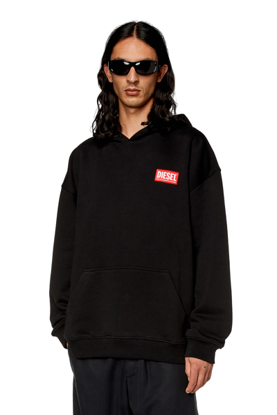 Diesel Oversized Hoodie With Logo Patch In Black