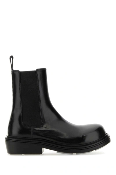 Bottega Veneta Fireman Calfskin Leather Ankle Boots In 1000 Black
