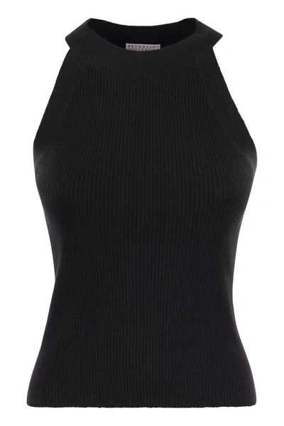 Brunello Cucinelli Lightweight Knit Top In Black