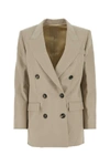Isabel Marant Double-breasted Wool Blazer With Back Slit In Straw