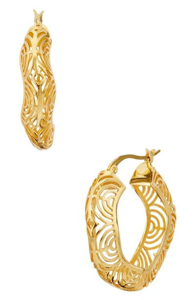 Savvy Cie Jewels Hollow Hoop Earrings In Yellow
