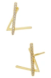 Savvy Cie Jewels 18k Gold Plated Sterling Silver Cubic Zirconia Stud Earrings In Yellow