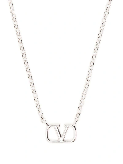 Valentino Garavani Vlogo Pendant Necklace In Palladium