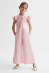 Reiss Pink Ally Junior Knot Detail Jumpsuit In Pink
