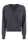 Brunello Cucinelli Women's Cashmere Sweater With Pocket In Dark Blue