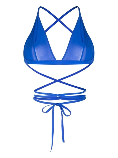 Isabel Marant Solange Crossover-strap Bikini Top In Bluette