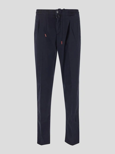 Kiton Lyocell Trousers In Blue