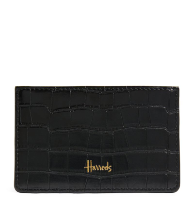 Harrods Croc-embossed Oxford Card Holder In Black
