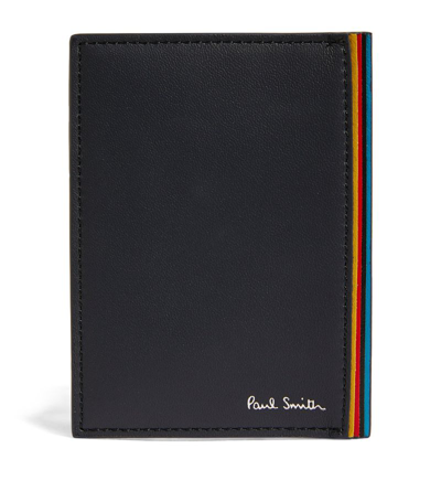 Paul Smith Leather Striped Card Holder In Blue