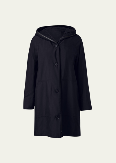 Akris Hooded Cashmere Two-in-one Short Coat In Black