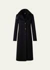 Akris Leather Collar Cashmere Coat In Black