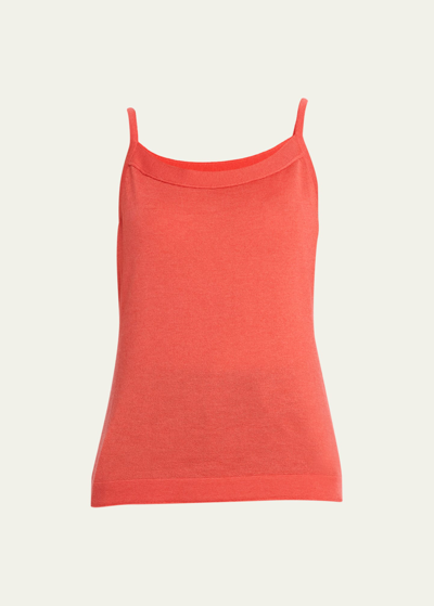 Lafayette 148 Scoop-neck Cashmere Sweater Tank In Stamped Poppy