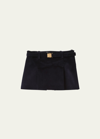 Miu Miu Velour Mini Skirt With Logo Buckle In Navy
