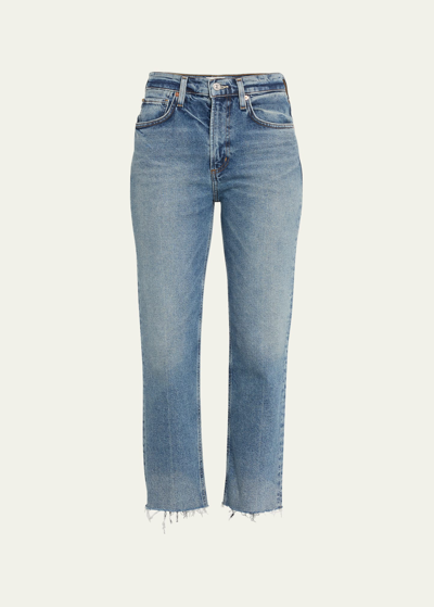 Citizens Of Humanity Daphne Straight Crop Raw Hem Jeans In Ascent Dk Vint