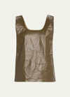 MARC JACOBS RUNWAY SHINY LEATHER SCOOP-NECK TANK TOP