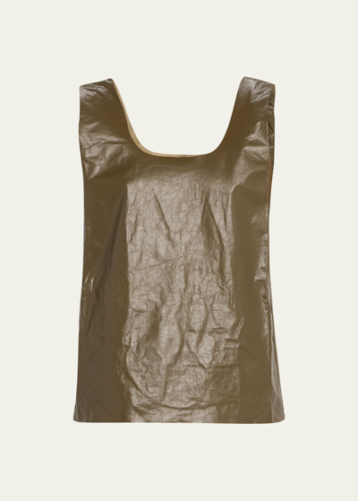 Marc Jacobs Runway Shiny Leather Scoop-neck Tank Top In Green